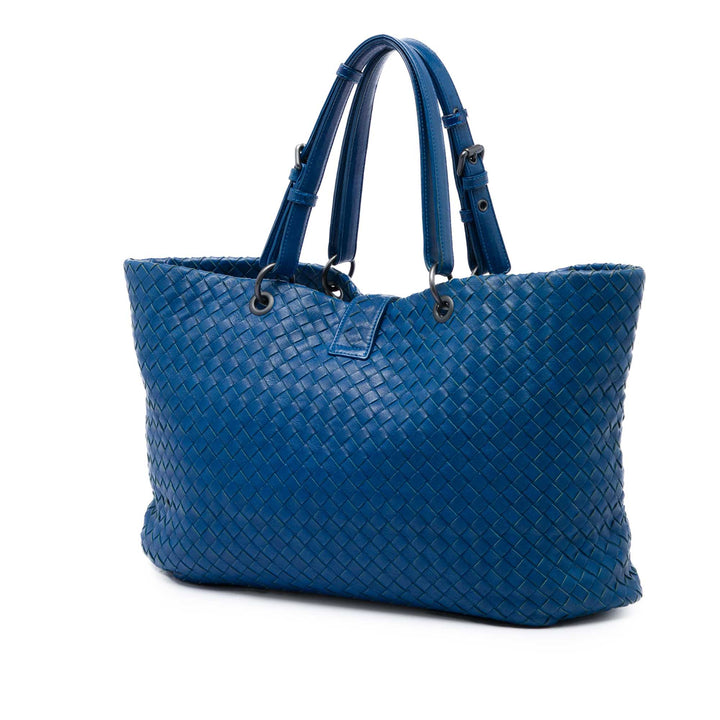 Bottega Veneta Cabas Intrecciato Capri nappa Moyen Bleu – vue 2 – GABY PARIS