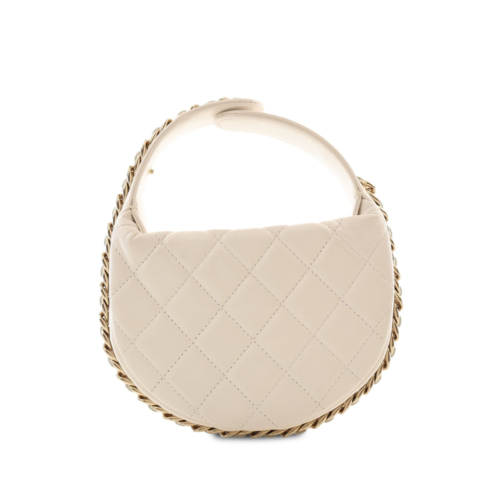 Chanel Pochette Matelassé rond à chaîne Mini Cuir d'agneau Blanc – vue 2 – GABY PARIS