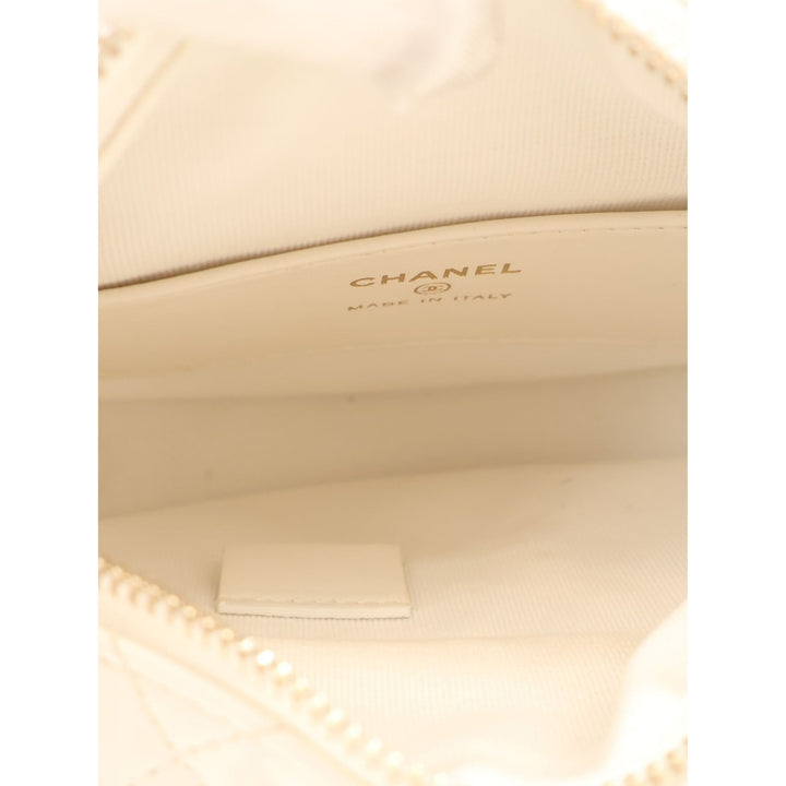 Chanel Pochette Matelassé rond à chaîne Mini Cuir d'agneau Blanc – vue 4 – GABY PARIS