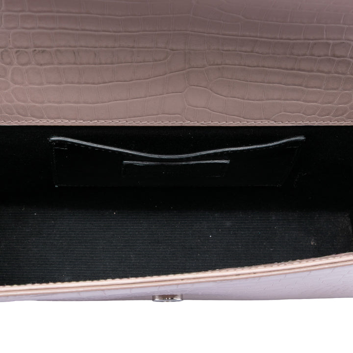 Saint Laurent Medium Croc embossé Cuir Kate Pompon Sac porté croisé