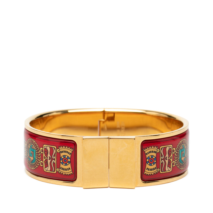 Hermès Wide Émail Emaille Loquet Bracelet GM Métal