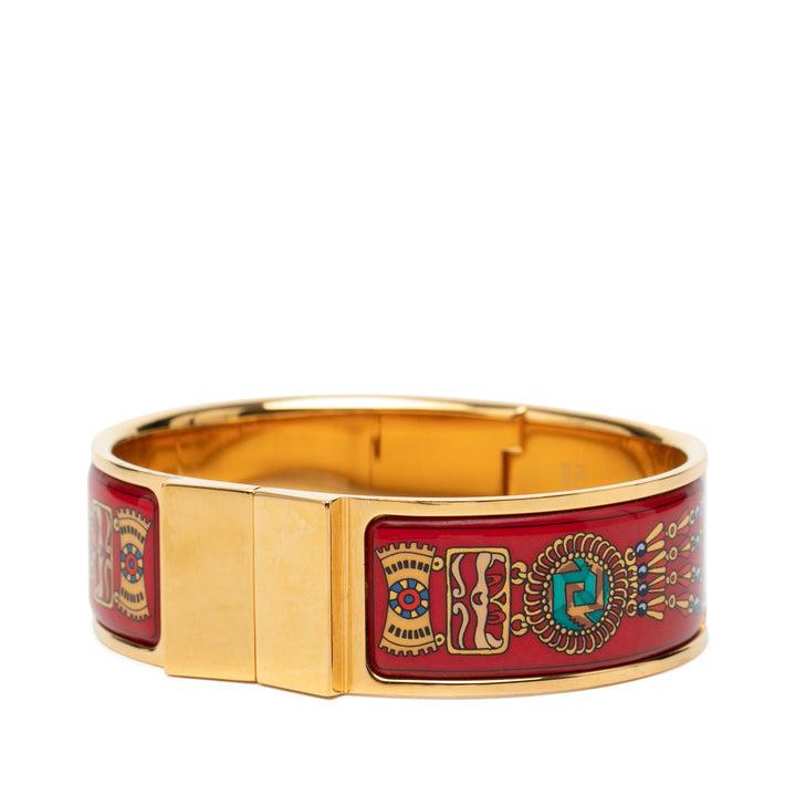 Hermès Wide Émail Emaille Loquet Bracelet GM Métal