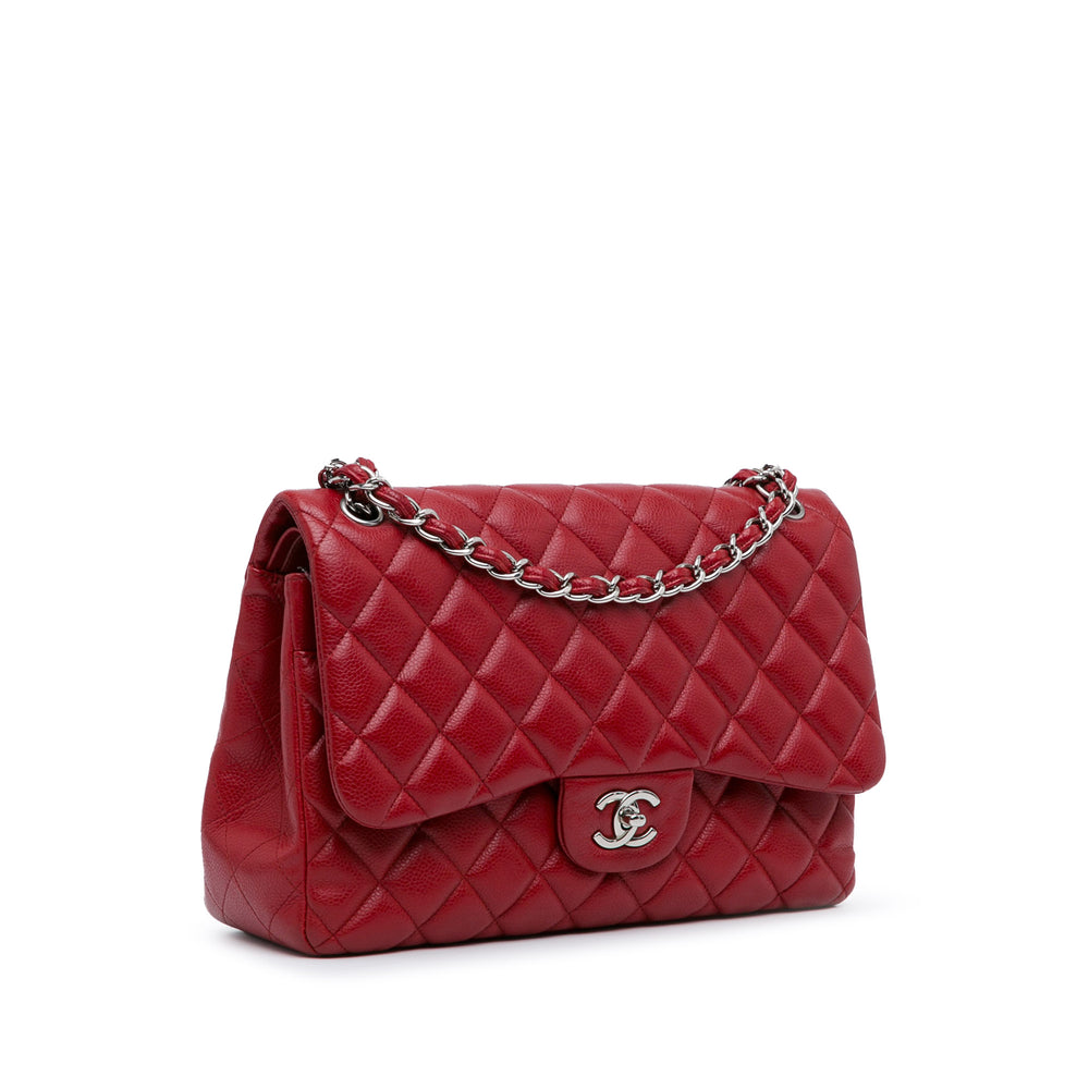 Jumbo Classic Caviar Double Flap Red - Gaby Paris