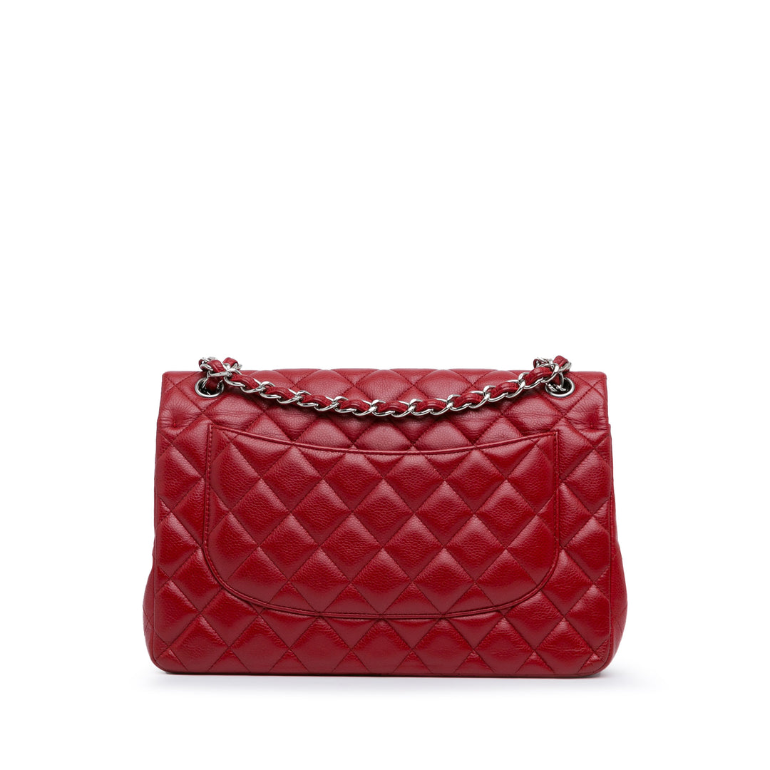 Jumbo Classic Caviar Double Flap Red - Gaby Paris