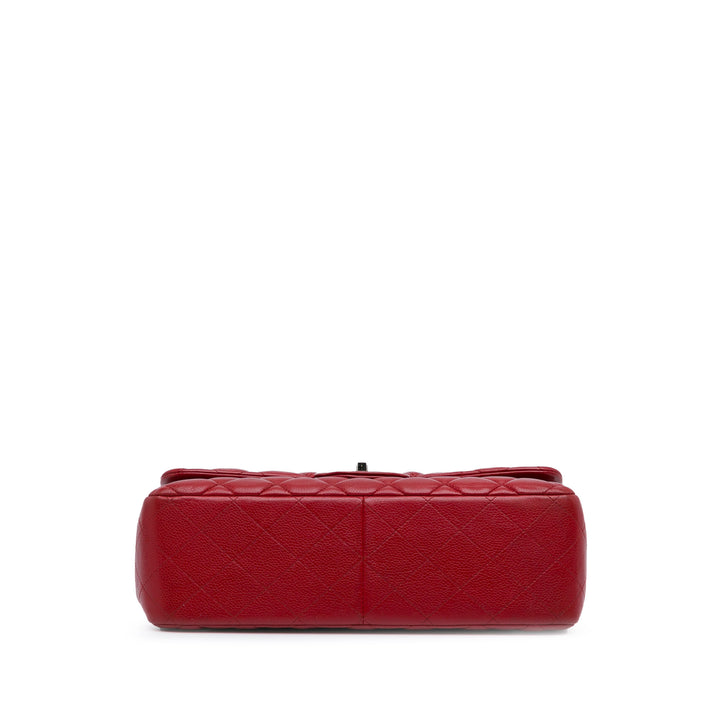 Jumbo Classic Caviar Double Flap Red - Gaby Paris