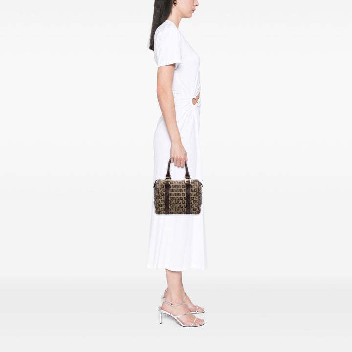 Fendi Small Zucchino Toile Forever Bauletto Boston Sac