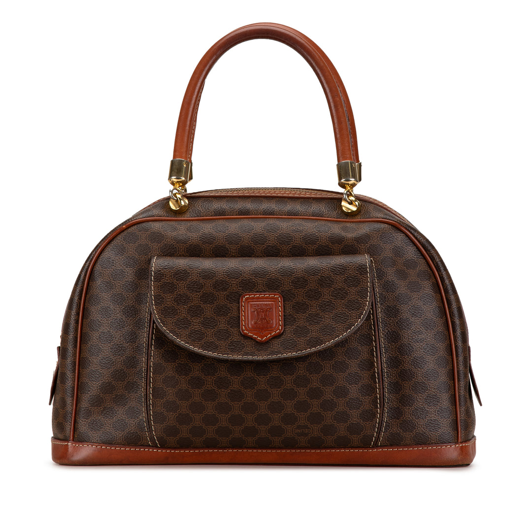 Macadam Coated Canvas Handbag Brown - Gaby Paris