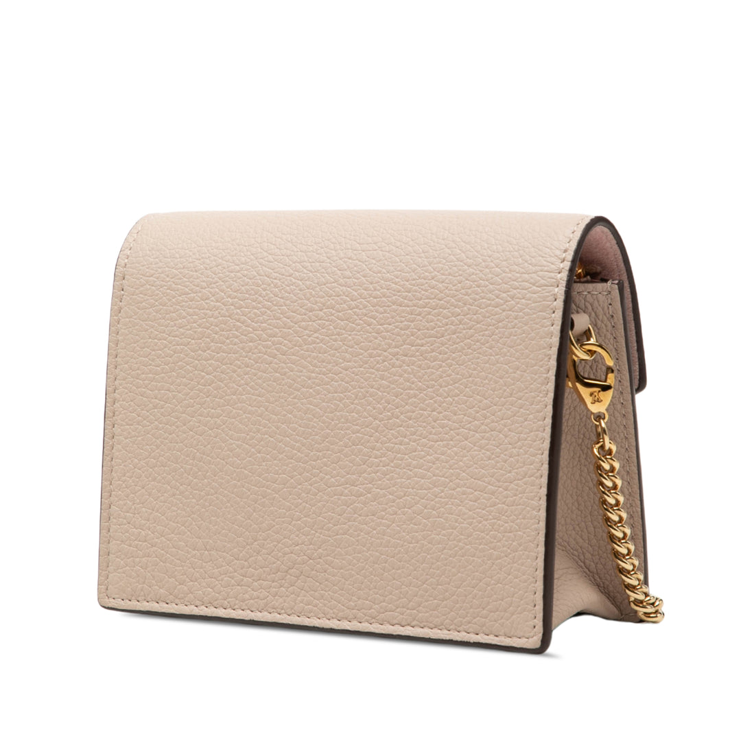 Louis Vuitton Pochette Souple My Lockme Chaîne Mini Cuir de veau Beige – vue 2 – GABY PARIS