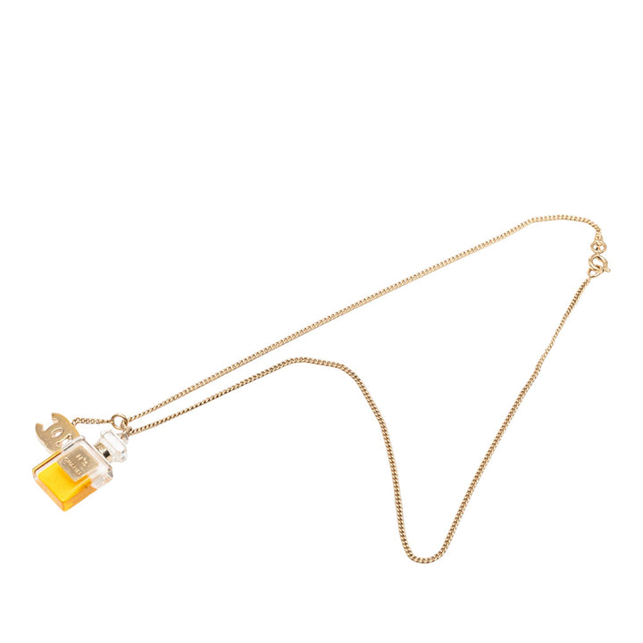 Chanel CC plaqué Perfume Bottle Pendant Collier Métal