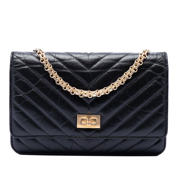 Chanel Reissue 2.55 Chevron vieilli Cuir de veau Wallet on Chain