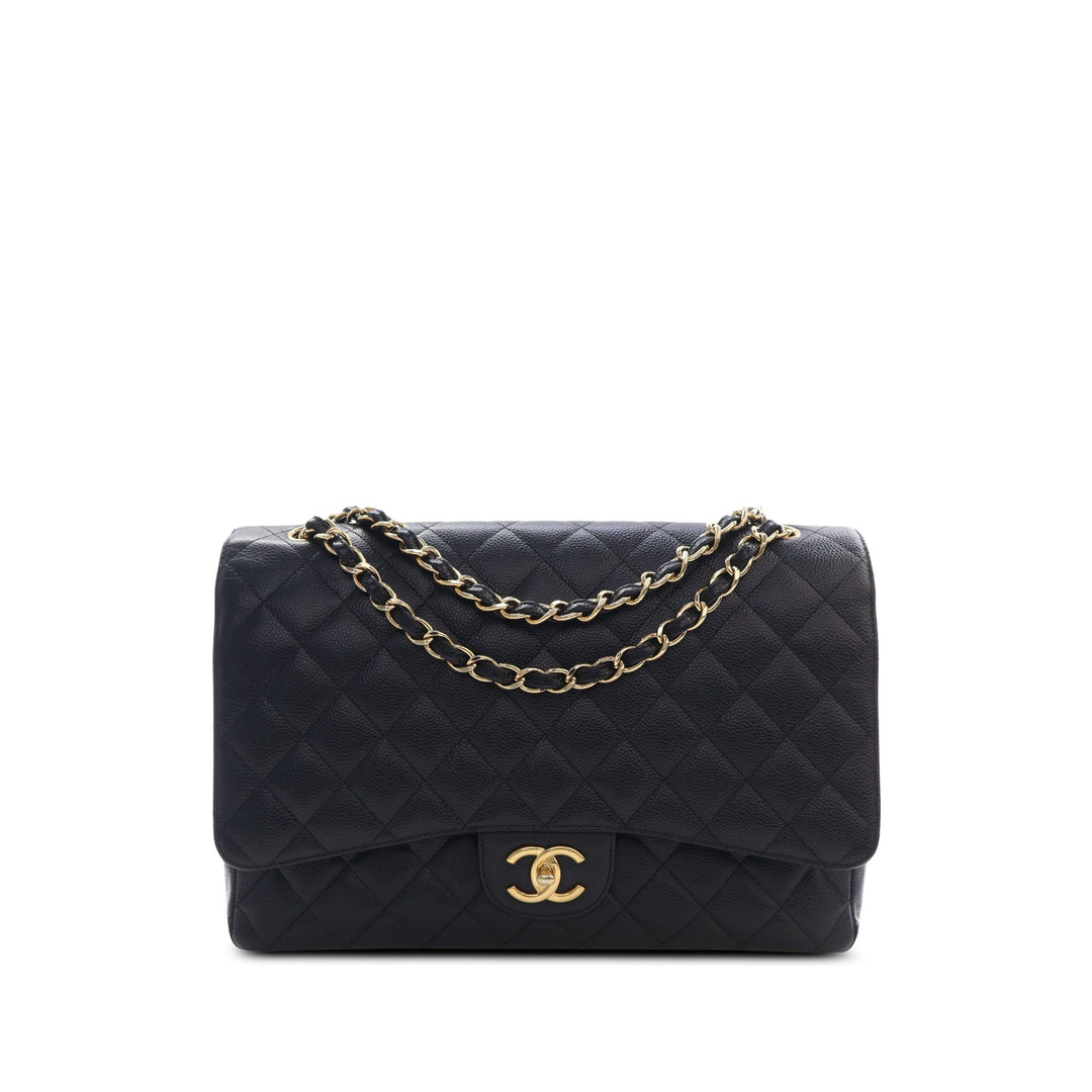 Chanel Sac porté épaule Classic Double rabat Maxi Cuir caviar Noir – vue principale – GABY PARIS