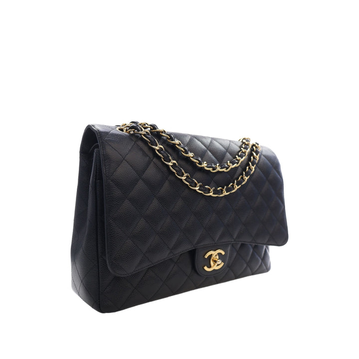 Chanel Sac porté épaule Classic Double rabat Maxi Cuir caviar Noir – vue 12 – GABY PARIS