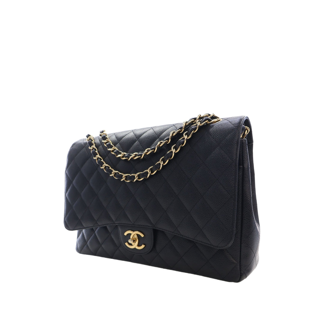 Chanel Sac porté épaule Classic Double rabat Maxi Cuir caviar Noir – vue 13 – GABY PARIS