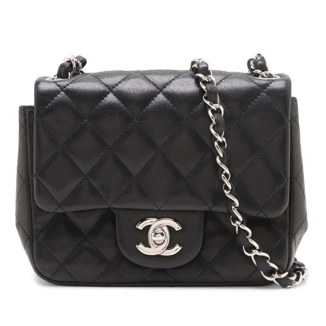 Chanel Mini Square Classic Cuir d’agneau Simple rabat