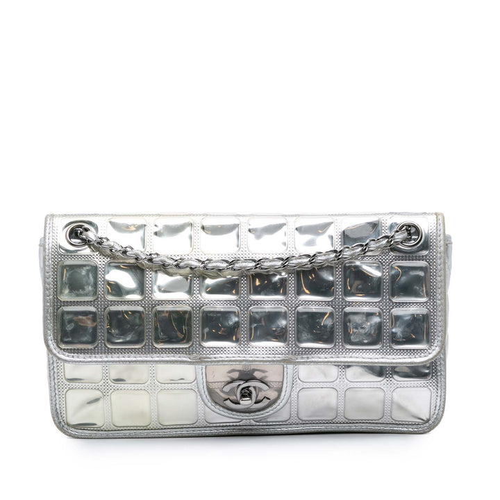 Chanel Vinyl Ice Cube Flap Argenté