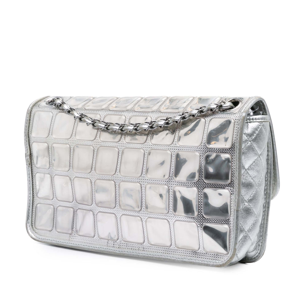 Chanel Vinyl Ice Cube Flap Argenté