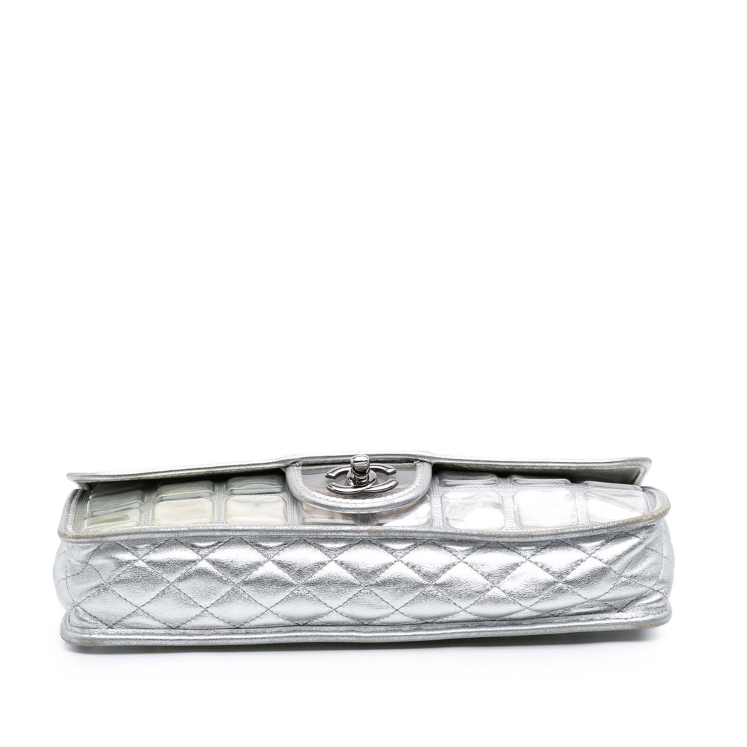Chanel Vinyl Ice Cube Flap Argenté
