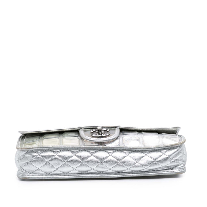 Chanel Vinyl Ice Cube Flap Argenté
