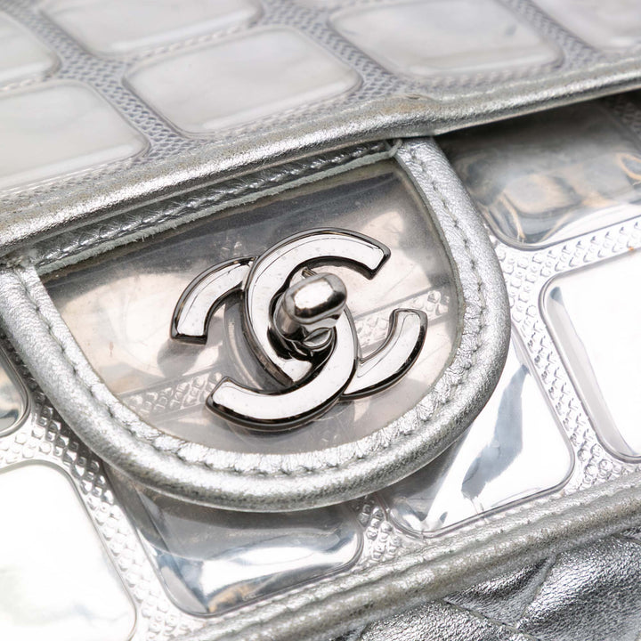 Chanel Vinyl Ice Cube Flap Argenté