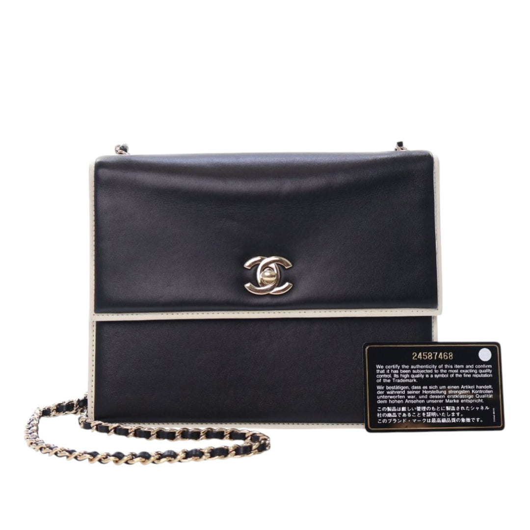 Chanel CC Bicolor Cuir de veau Square Frame à rabat