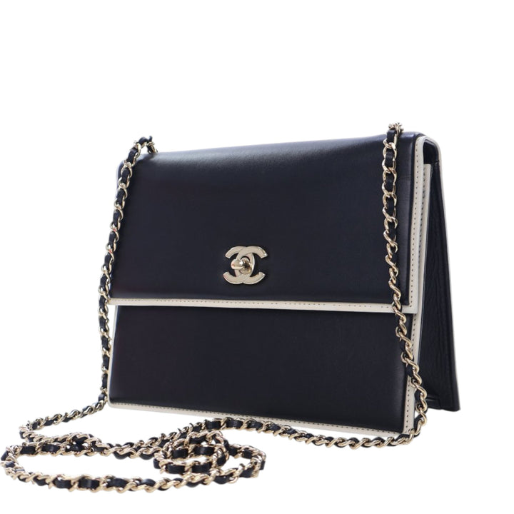 Chanel CC Bicolor Cuir de veau Square Frame à rabat