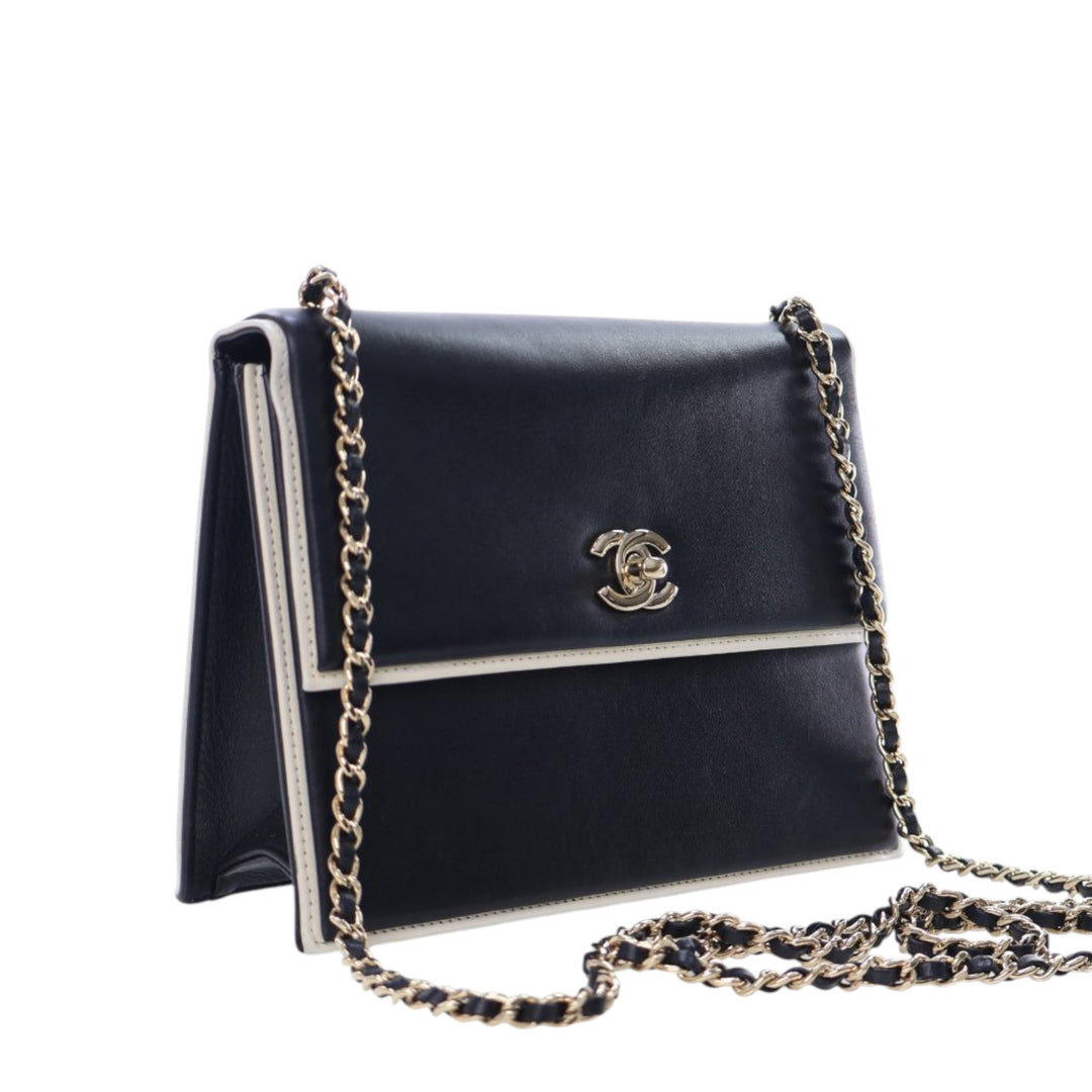 Chanel CC Bicolor Cuir de veau Square Frame à rabat