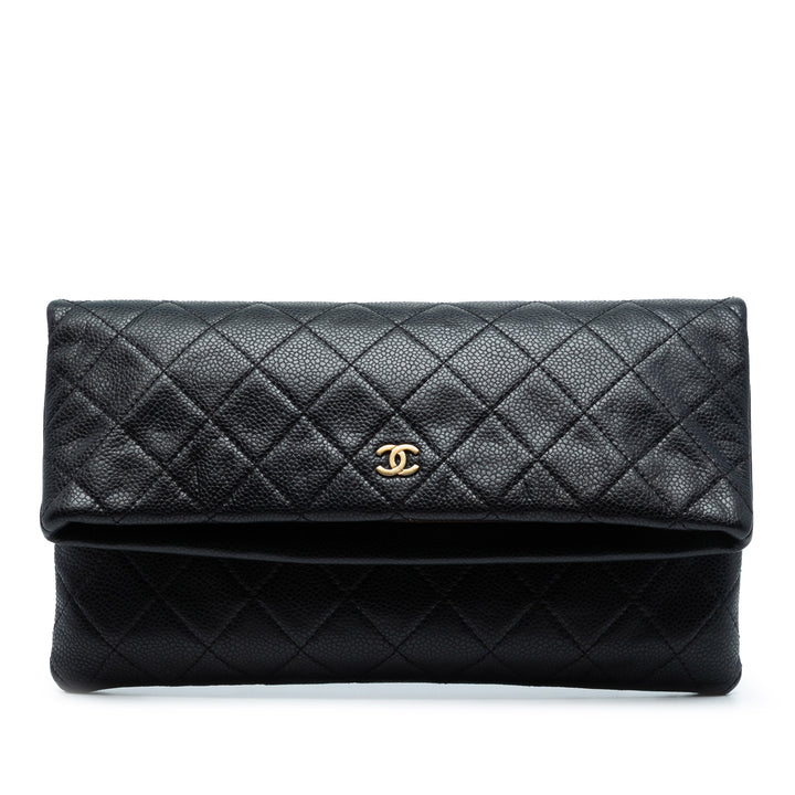 Chanel Matelassé Caviar CC Beauty Foldover Pochette