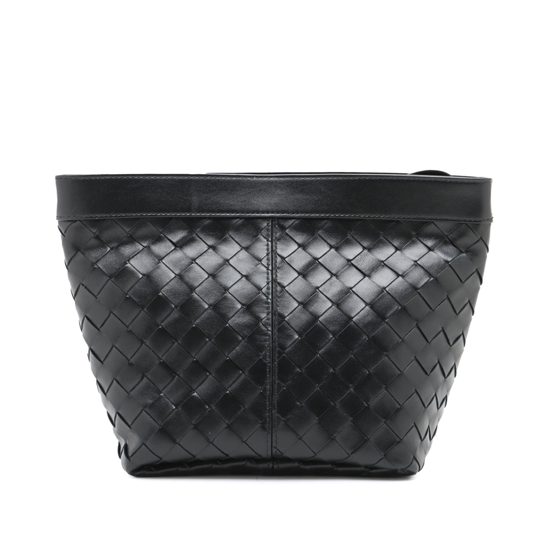 Bottega Veneta Medium Nappa Intrecciato Flip Flap Pochette Noir
