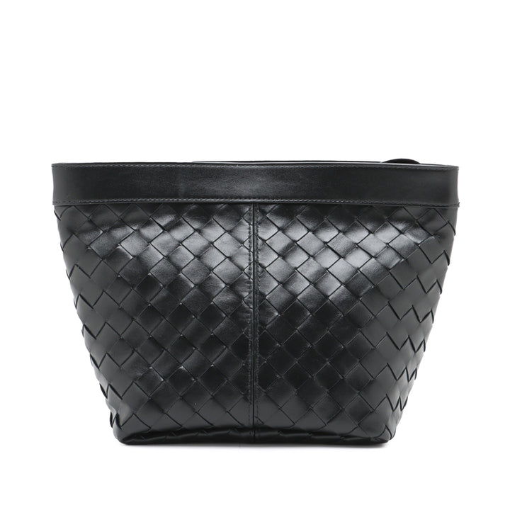 Bottega Veneta Medium Nappa Intrecciato Flip Flap Pochette Noir