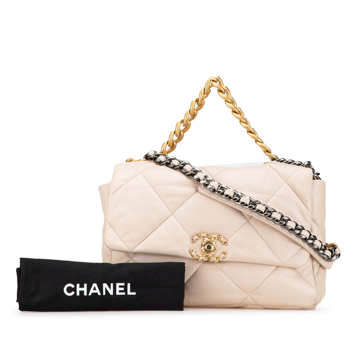 Chanel 19 à rabat Grand Cuir d'agneau