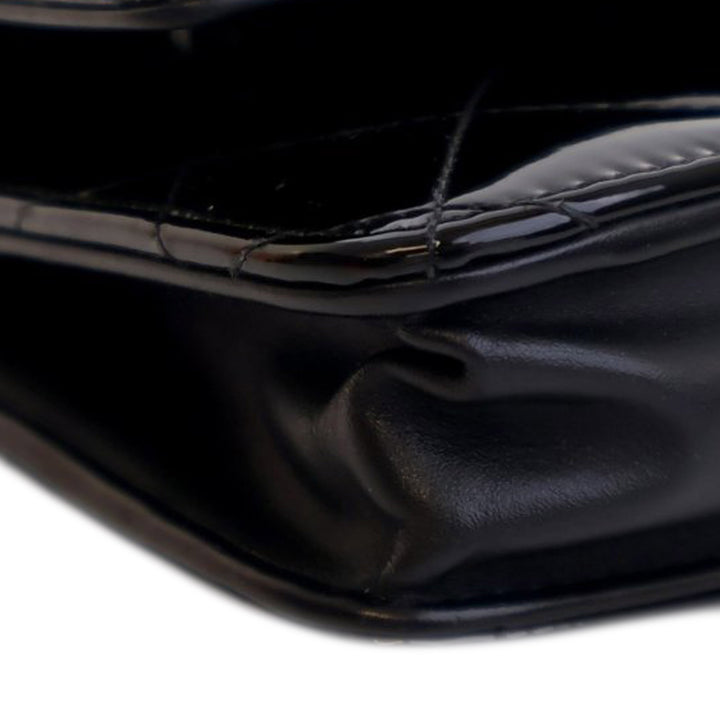 CC Quilted Patent Wallet On Chain Black - Gaby Paris