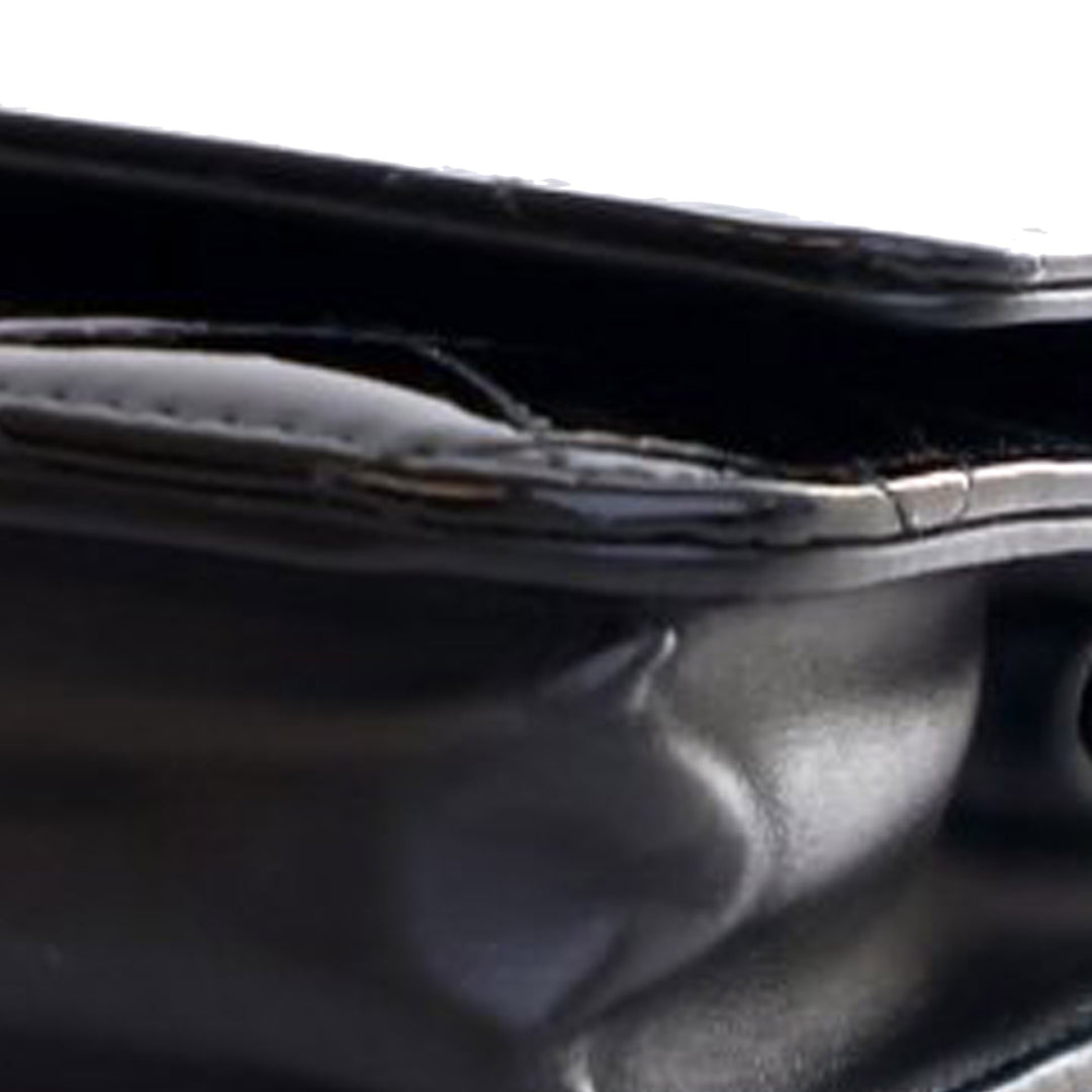 CC Quilted Patent Wallet On Chain Black - Gaby Paris