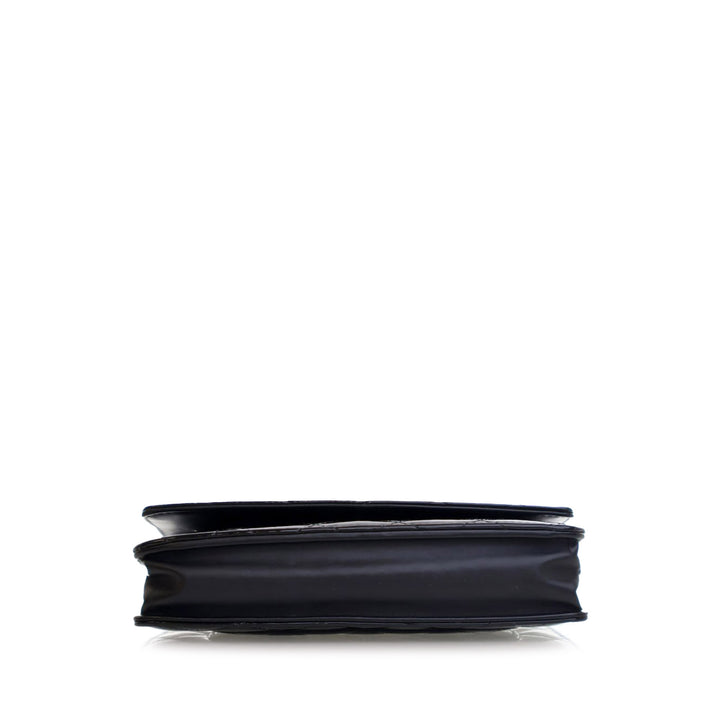CC Quilted Patent Wallet On Chain Black - Gaby Paris