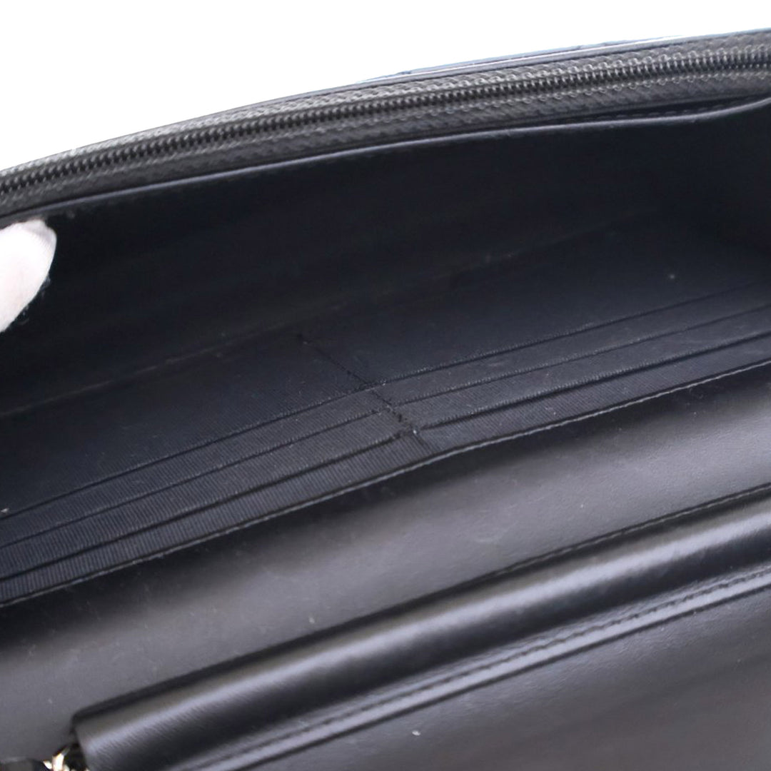 CC Quilted Patent Wallet On Chain Black - Gaby Paris