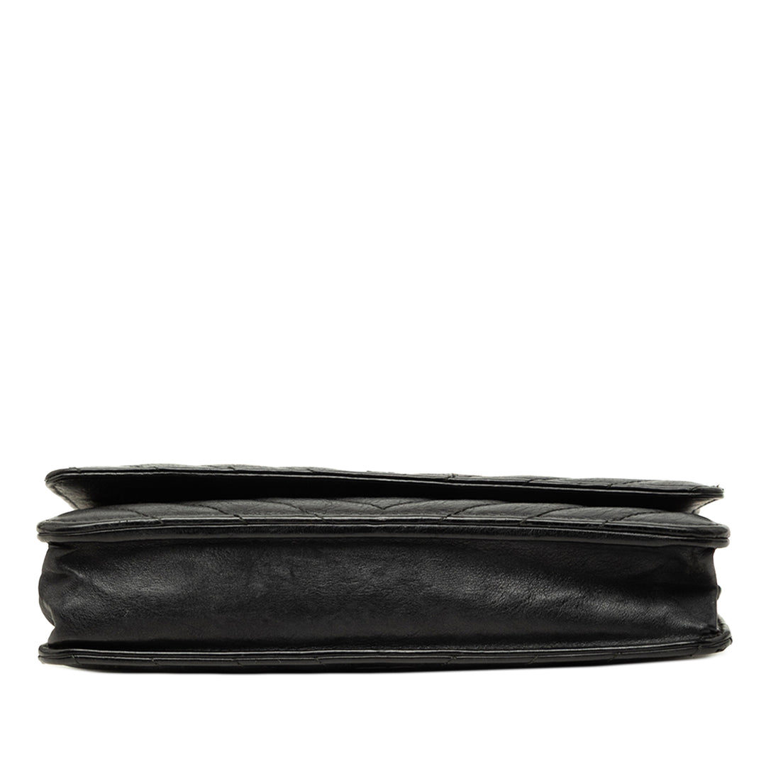 Chanel CC Chevron Wallet on Chain Cuir de veau Noir