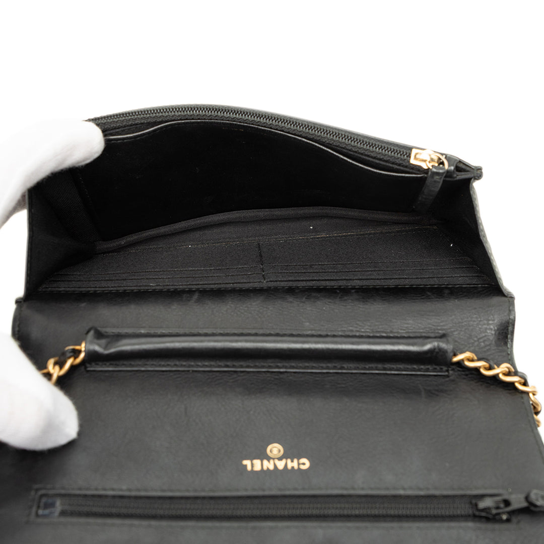Chanel CC Chevron Wallet on Chain Cuir de veau Noir