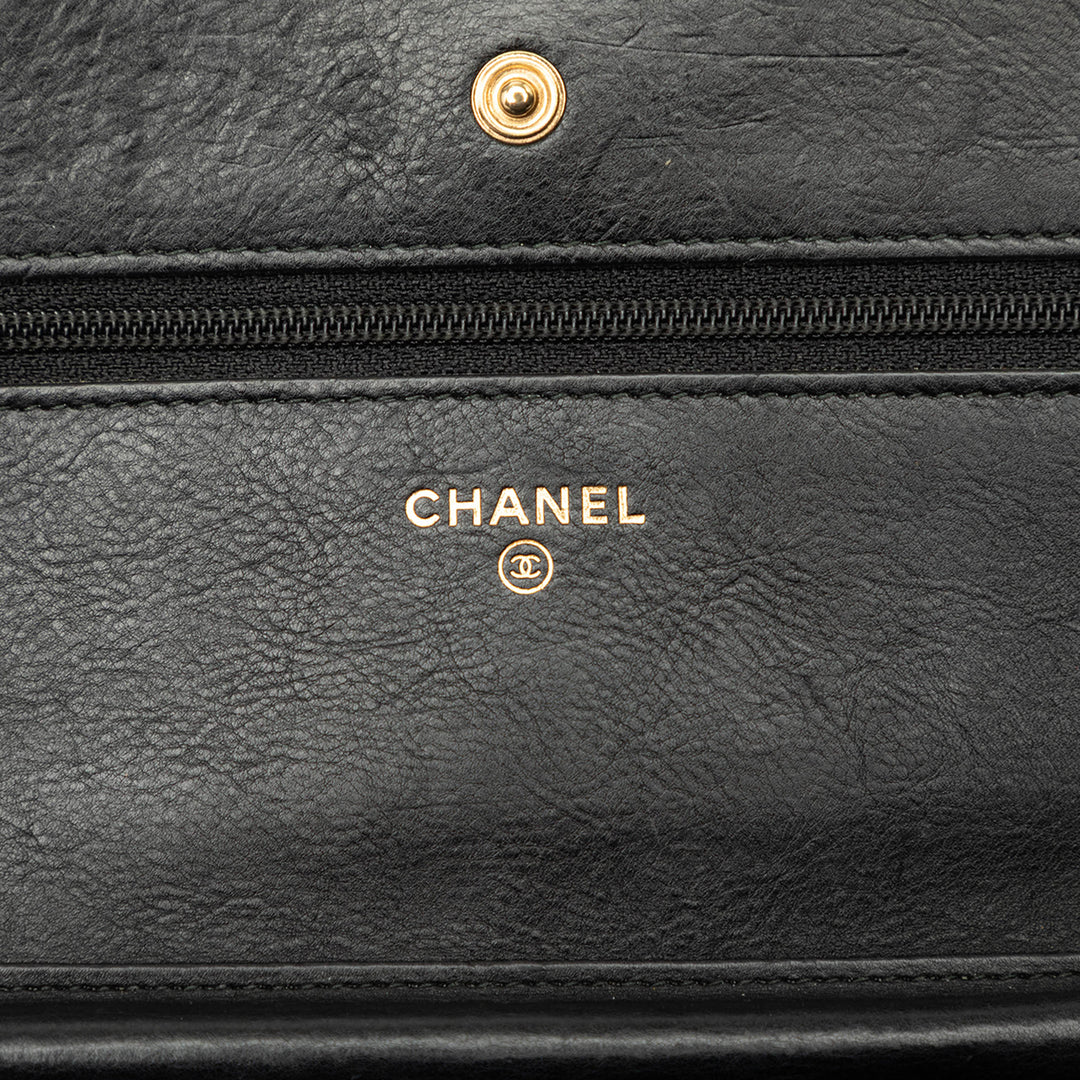 Chanel CC Chevron Wallet on Chain Cuir de veau Noir