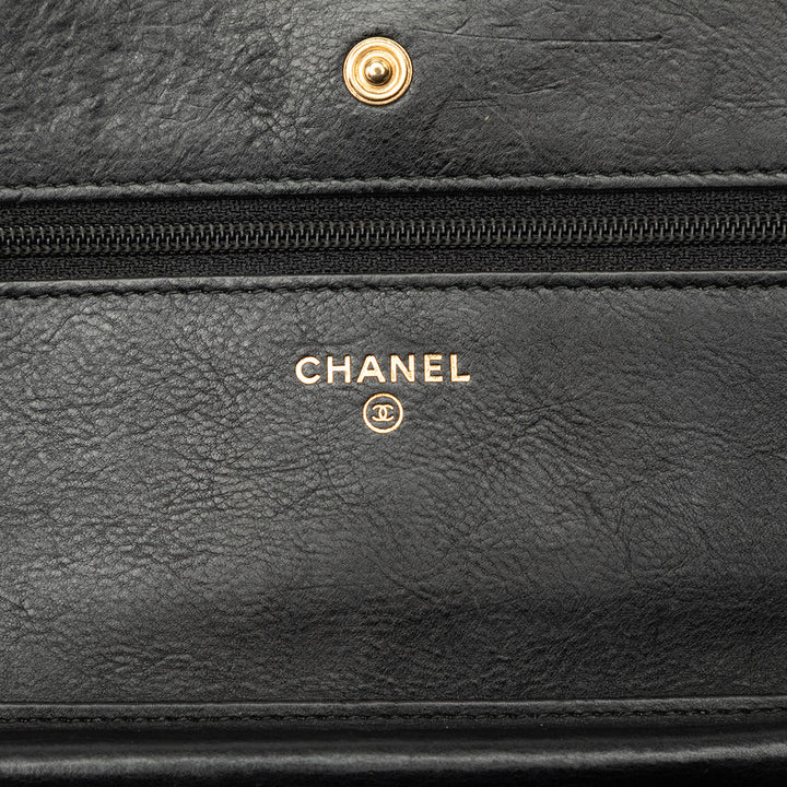 Chanel CC Chevron Wallet on Chain Cuir de veau Noir