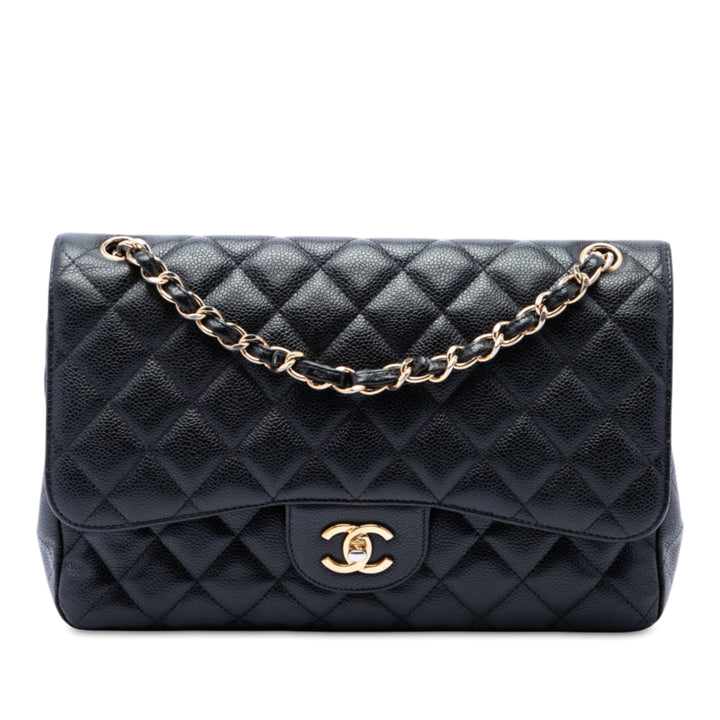 Chanel Sac porté épaule Classic Double rabat Jumbo Cuir caviar Noir – vue principale – GABY PARIS