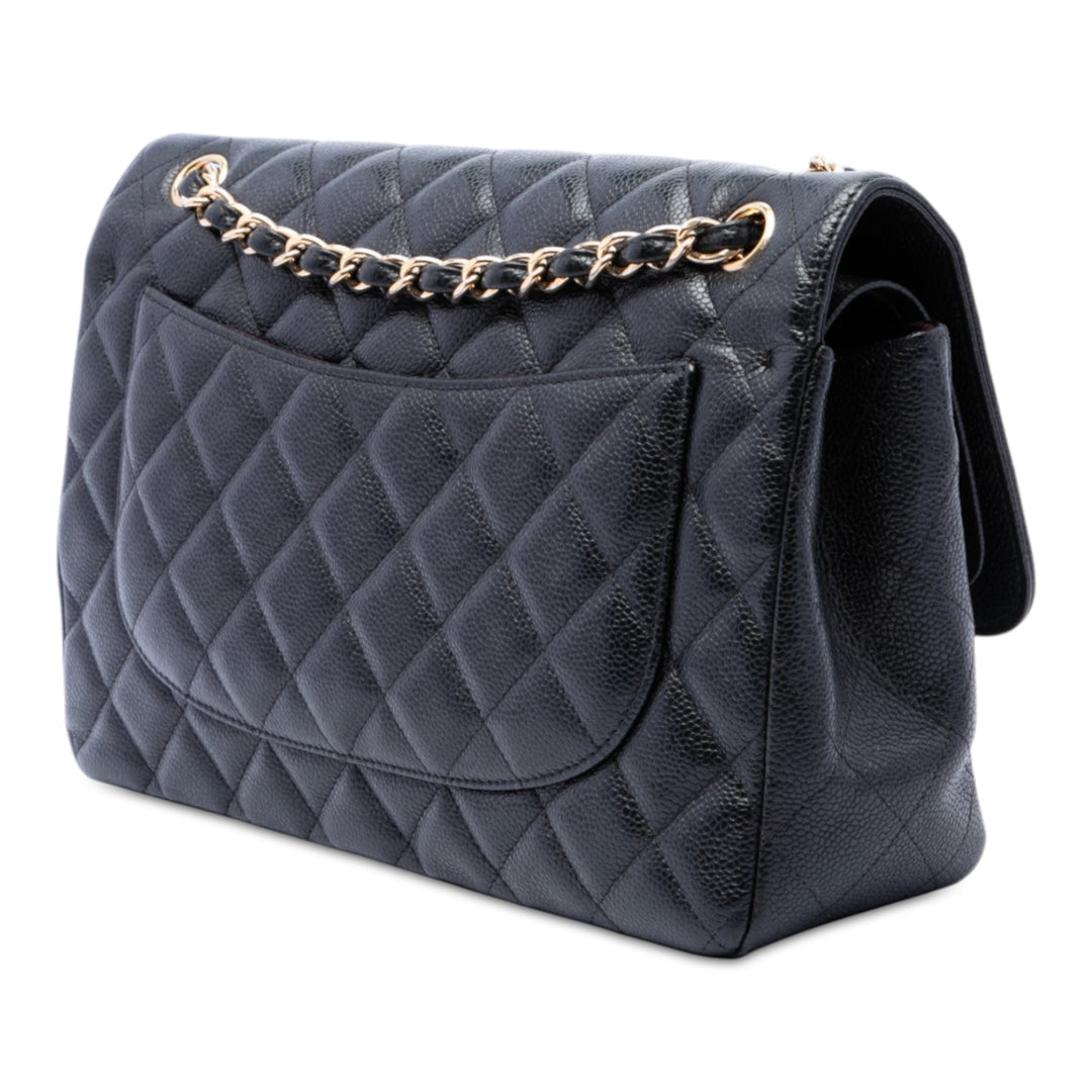 Chanel Sac porté épaule Classic Double rabat Jumbo Cuir caviar Noir – vue 2 – GABY PARIS