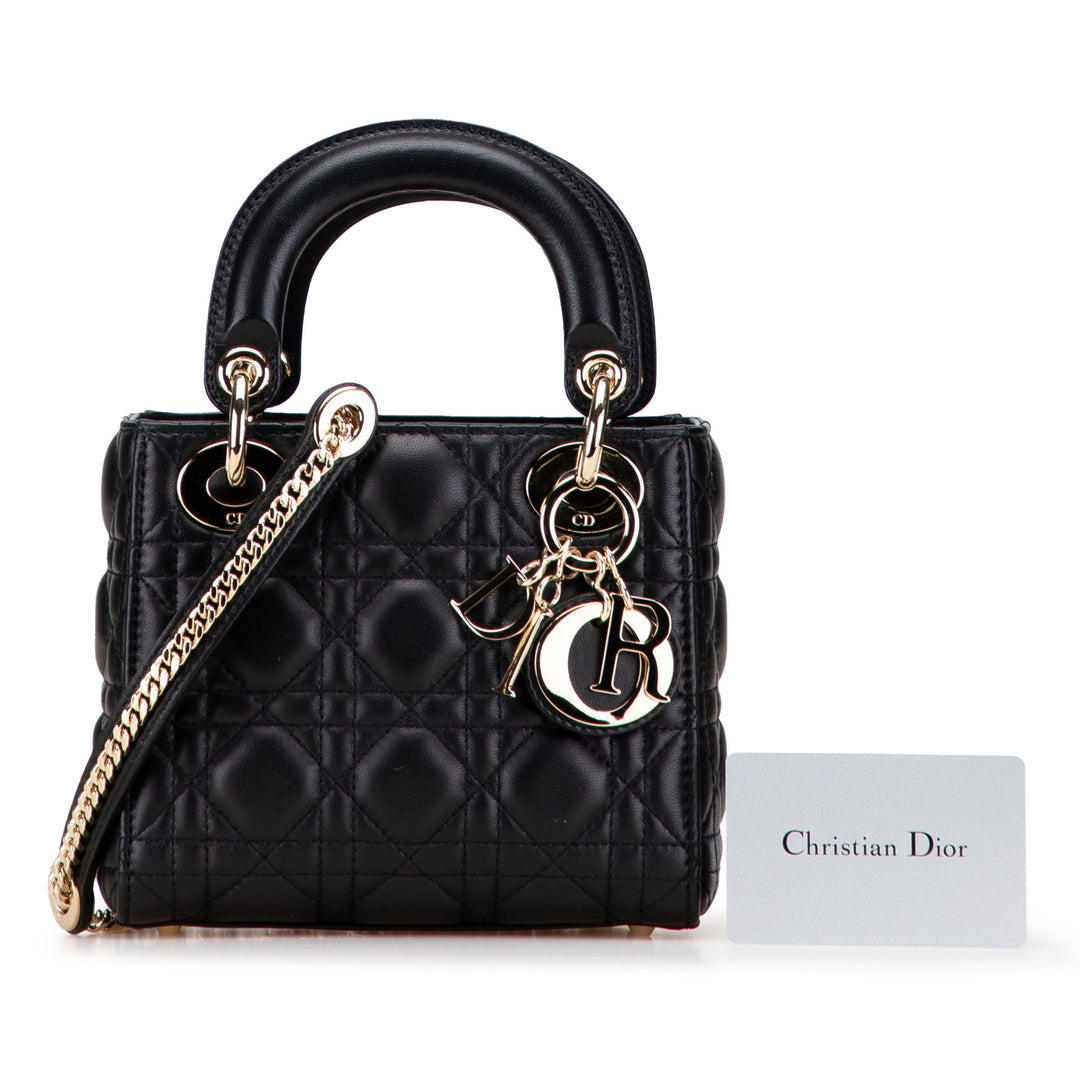 Dior Mini Cuir d’agneau Cannage Lady Dior Noir
