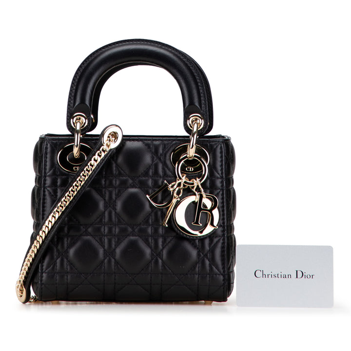Dior Mini Cuir d’agneau Cannage Lady Dior Noir