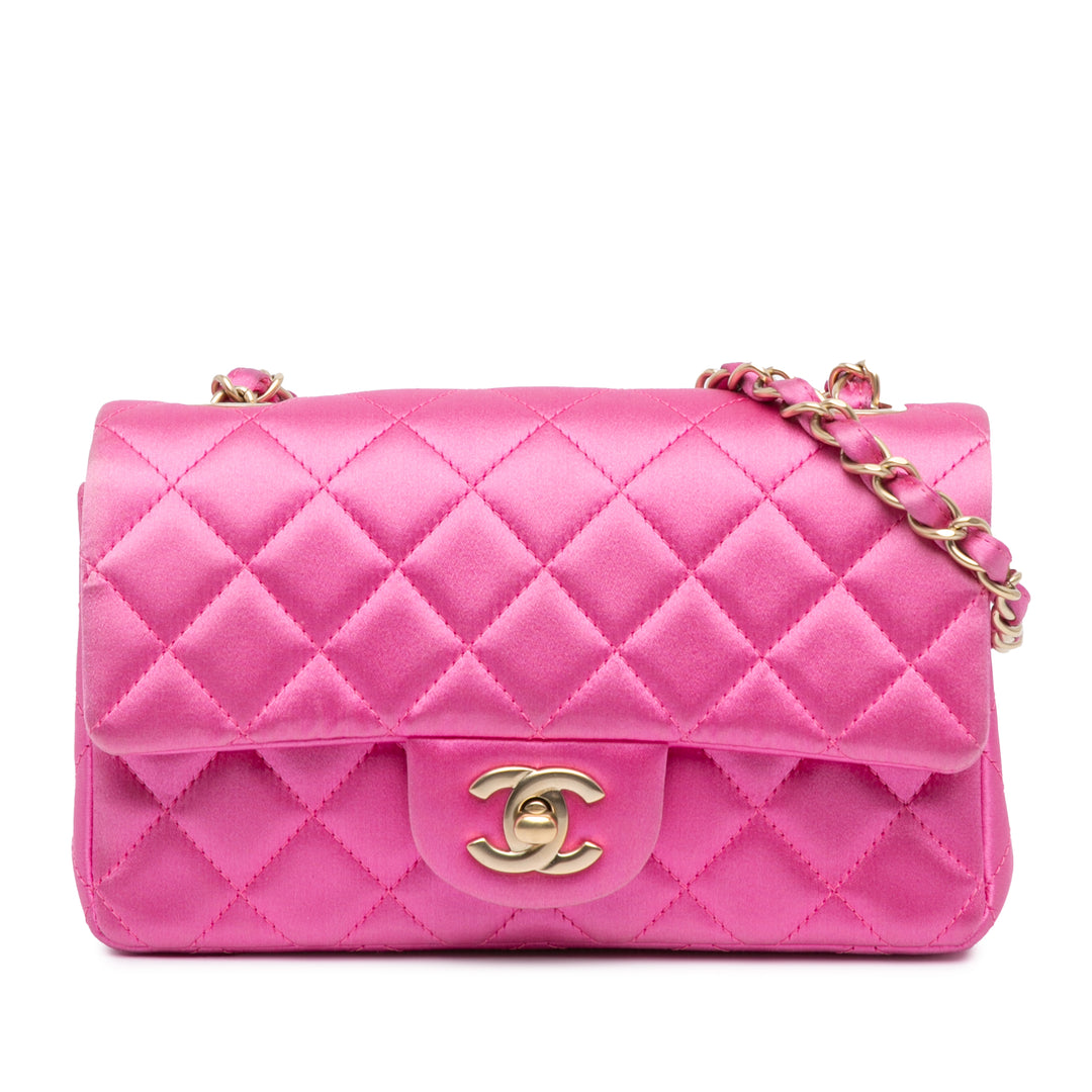 Mini Rectangular Classic Satin Single Flap Pink - Gaby Paris