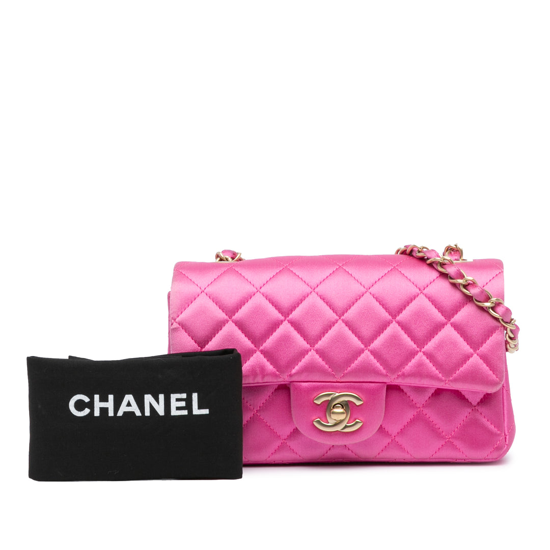 Mini Rectangular Classic Satin Single Flap Pink - Gaby Paris