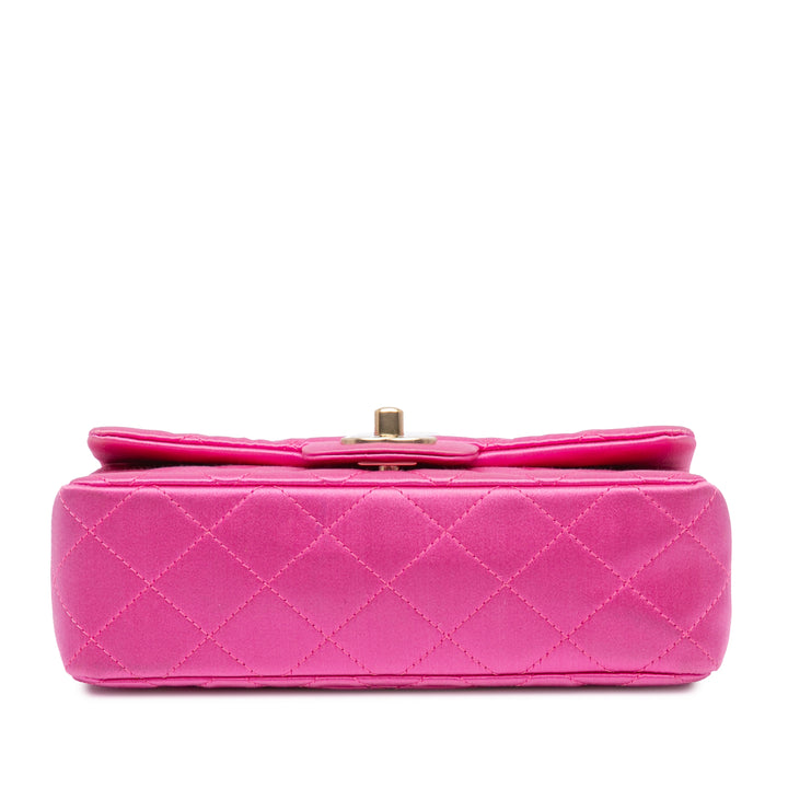 Mini Rectangular Classic Satin Single Flap Pink - Gaby Paris