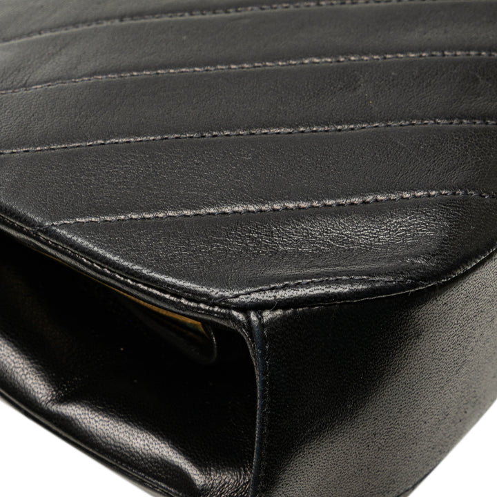 CC Chevron Lambskin Frame Chain Shoulder Bag Black - Gaby Paris