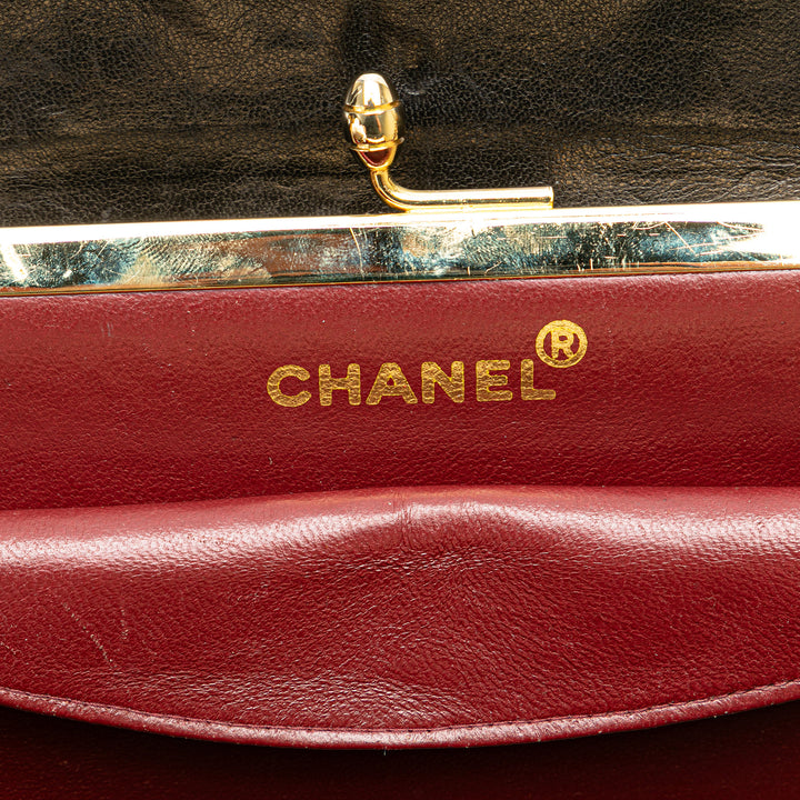 CC Chevron Lambskin Frame Chain Shoulder Bag Black - Gaby Paris