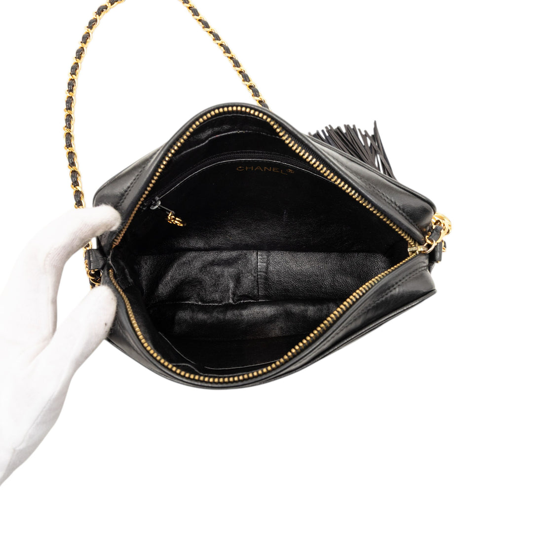 Chanel CC Diamond Matelassé Cuir d’agneau Pompon Sac caméra