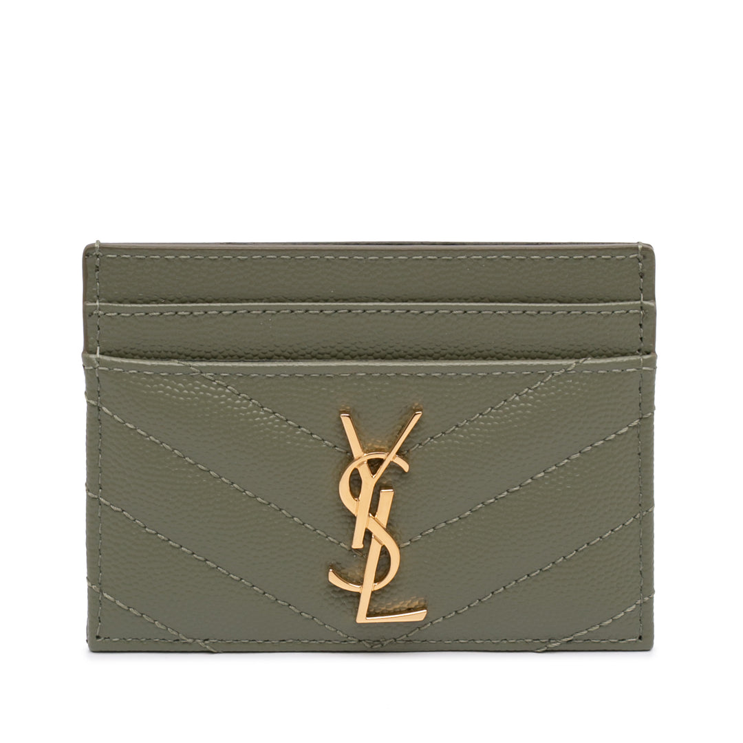 Saint Laurent Grain de Poudre Matelasse Chevron Cassandre Card Holder