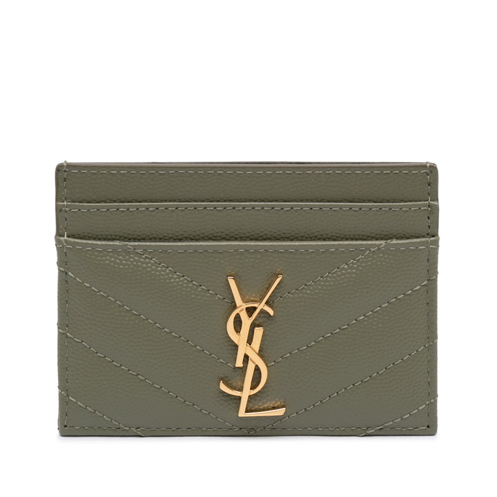 Saint Laurent Grain de Poudre Matelasse Chevron Cassandre Card Holder